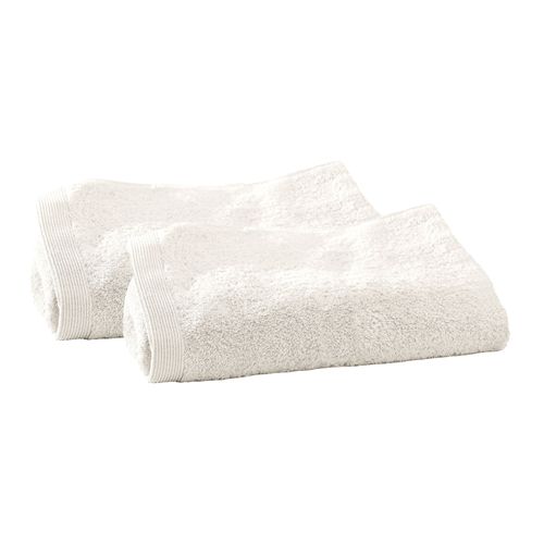 Lot De 2 Serviette Invité 30x50 Blanc Ivoire En Coton 550 G/m²