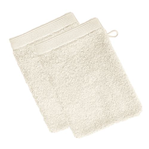 Lot De 2 Gant De Toilette 15x21 Blanc Ivoire En Coton 550 G/m²