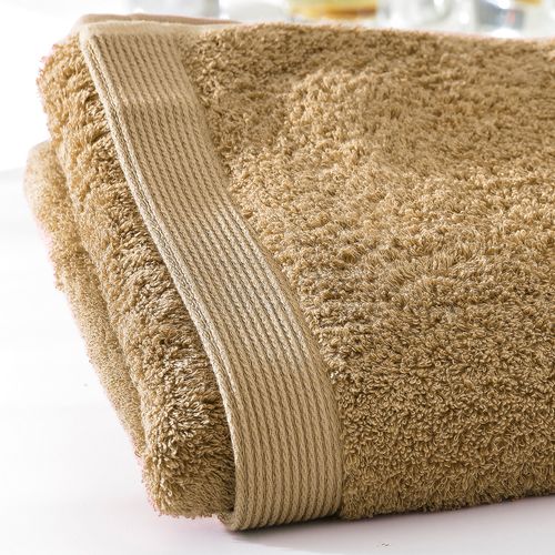 Serviette De Toilette 50x100 Marron Camel En Coton 550 G/m²