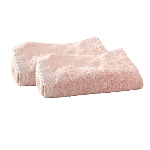 Lot De 2 Serviette Invité 30x50 Rose Nude En Coton 550 G/m²
