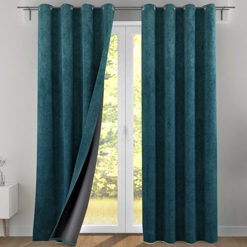 Rideau Occultant 140x260 Bleu Canard En Polyester