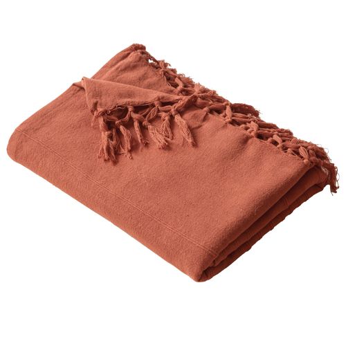 Plaid 150x150 Marron Noisette En Coton