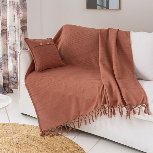 Jeté De Canapé 270x250 Marron Noisette En Coton