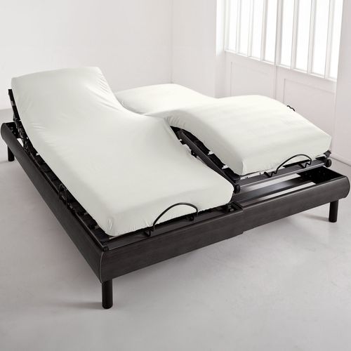 Drap-housse Tête Et Pied Reglable 140x190x28 Blanc Ivoire En Coton