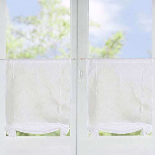 Lot De 2 Voilage Droit 90x200 Blanc En Polyester