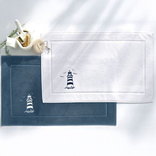 Tapis De Bain 45x75 Blanc En Coton 950 G/m²