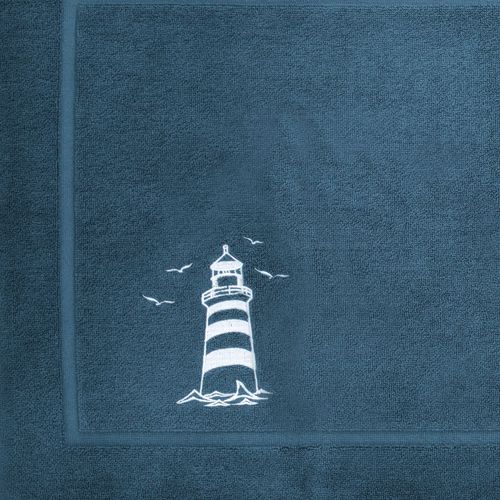 Tapis De Bain 45x75 Bleu Marine En Coton 950 G/m²