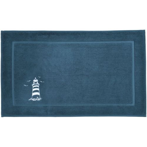 Tapis De Bain 45x75 Bleu Marine En Coton 950 G/m²
