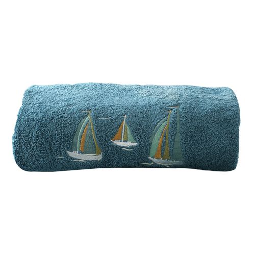 Drap De Bain 70x130 Bleu Paon En Coton