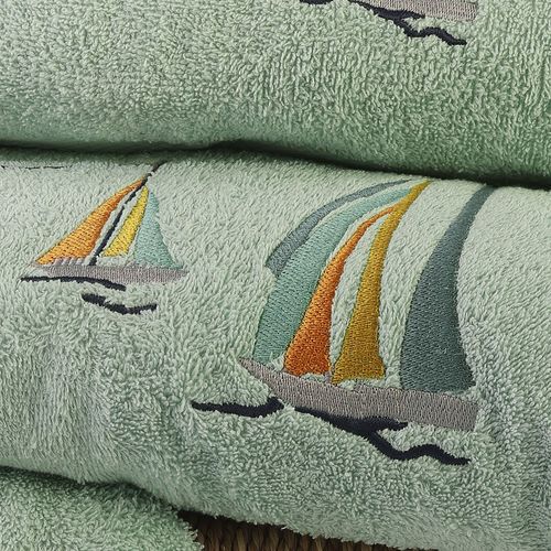 Serviette De Toilette 50x90 Vert D'eau En Coton