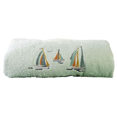 Drap De Bain 70x130 Vert D'eau En Coton