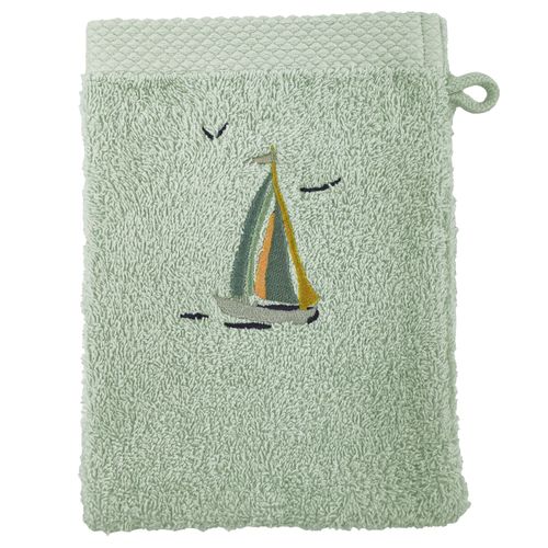 Lot De 2 Gant De Toilette 15x21 Vert D'eau En Coton