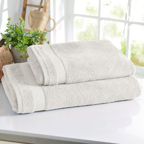Lot De 2 Gant De Toilette 15x21 Blanc Ivoire En Coton 500 G/m²