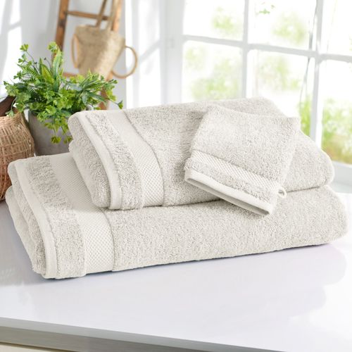 Lot De 2 Gant De Toilette 15x21 Blanc Ivoire En Coton 500 G/m²