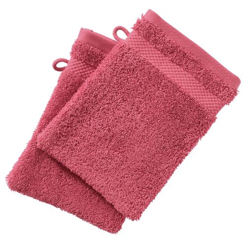 Lot De 2 Gant De Toilette 15x21 Rose Framboise En Coton 500 G/m²