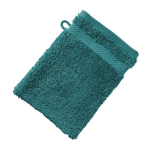 Lot De 2 Gant De Toilette 15x21 Vert Paon En Coton 500 G/m²