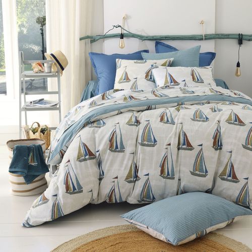 Housse De Couette 260x240 Bleu En Coton