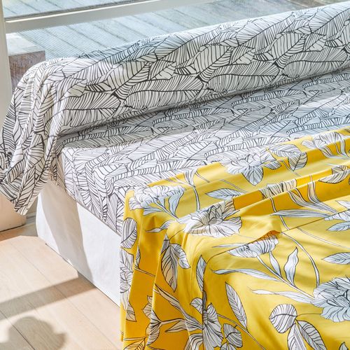 Drap-housse 140x190x28 Jaune En Coton