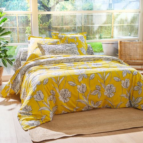 Drap-housse 160x200x28 Jaune En Coton