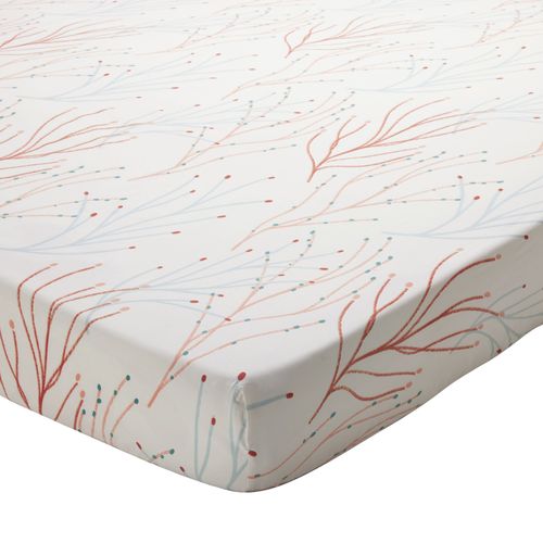 Drap-housse 160x200x28 Orange Corail En Coton