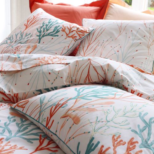 Taie Sac 50x70 Orange Corail En Coton