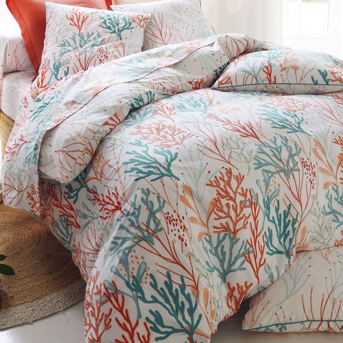 Housse De Couette 200x200 Orange Corail En Coton