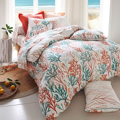 Housse De Couette 260x240 Orange Corail En Coton