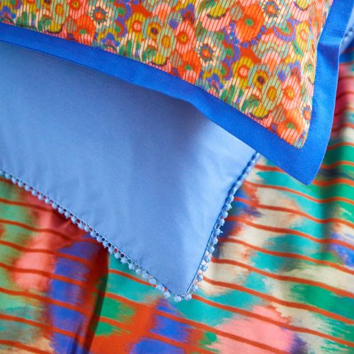 Taie Volant 50x70 Multicolore En Coton