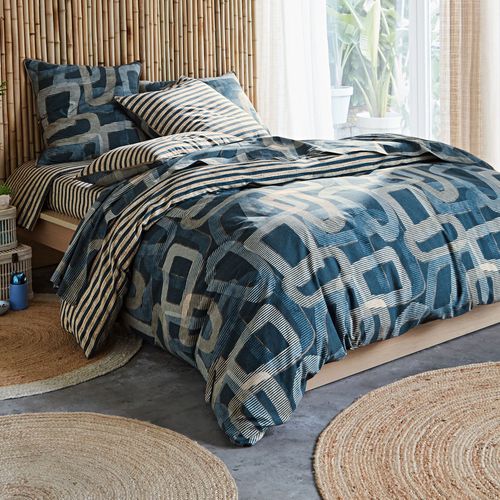 Housse De Couette 240x220 Bleu En Coton