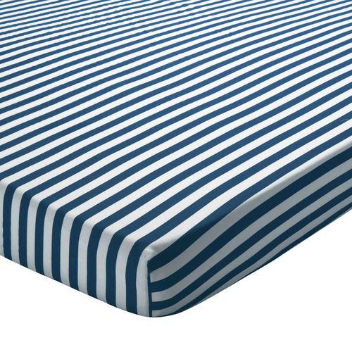 Drap-housse 140x190x28 Bleu Marine En Coton