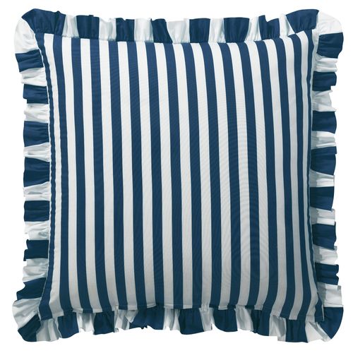 Taie Volant 50x70 Bleu Marine En Coton