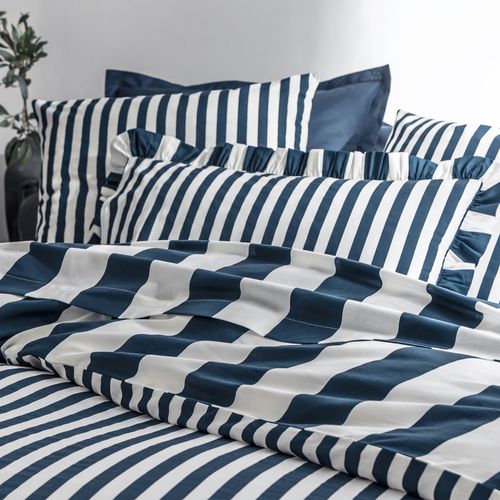 Housse De Couette 260x240 Bleu Marine En Coton