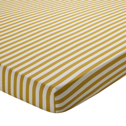 Drap-housse 90x190x28 Jaune Ocre En Coton