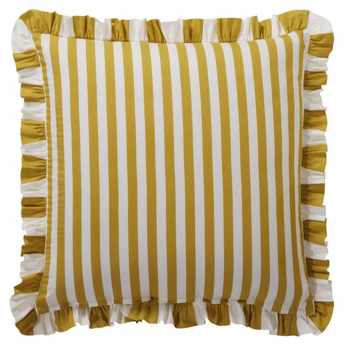 Taie Volant 50x70 Jaune Ocre En Coton