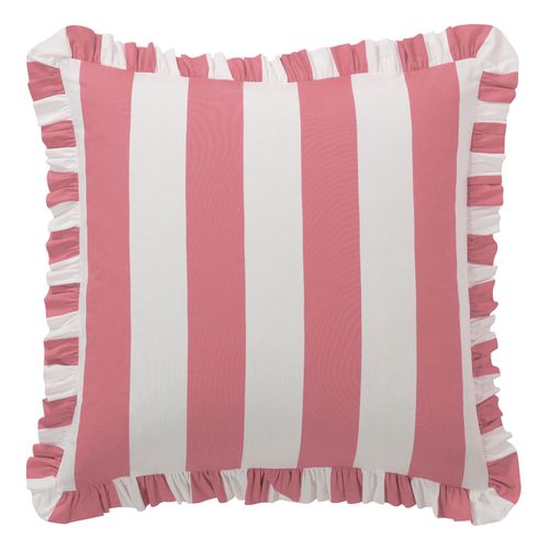 Taie Volant 63x63 Rose Bonbon En Coton