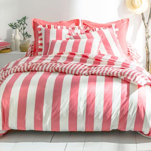 Taie Volant 50x70 Rose Bonbon En Coton