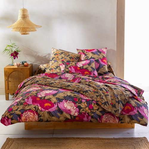 Drap-housse 140x190x28 Rose Pivoine En Coton
