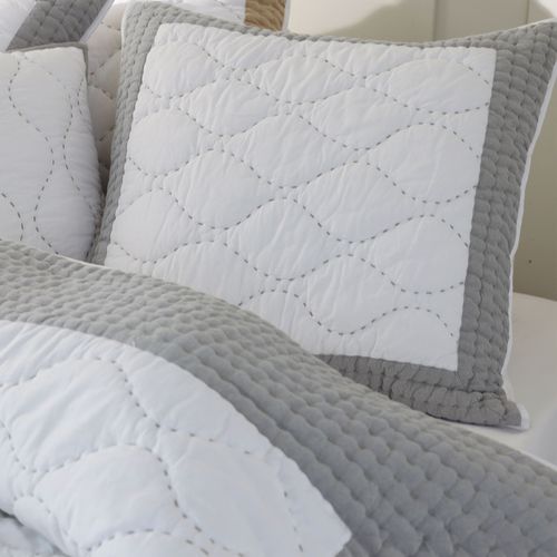 Housse D'oreiller 65x65 Bleu Grisé En Coton