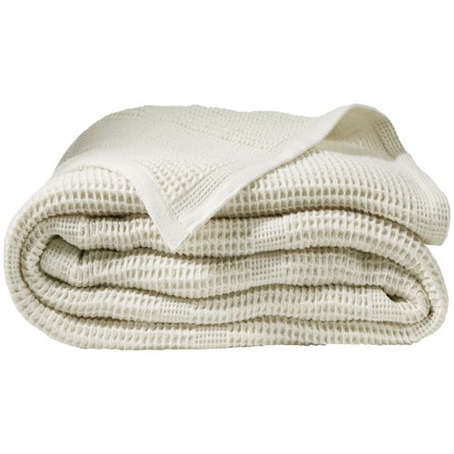 Plaid 150x150 Blanc Ivoire En Coton