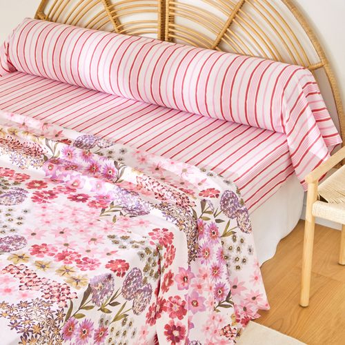 Drap-housse 140x190x28 Rose En Coton