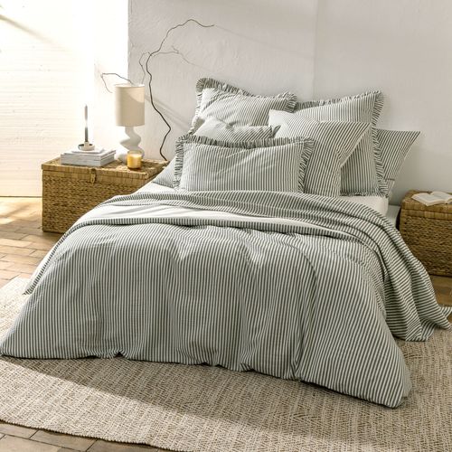 Drap-housse 90x190x28 Vert Kaki En Coton