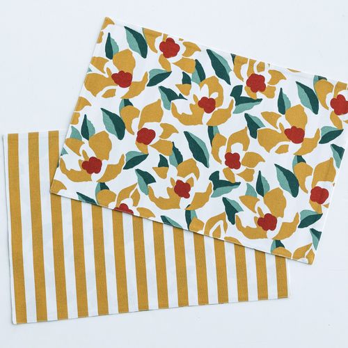 Lot De 2 Sets De Table 33x48 Jaune Ocre En Coton