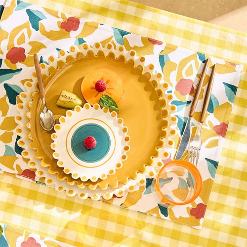 Lot De 2 Sets De Table 33x48 Jaune Ocre En Coton