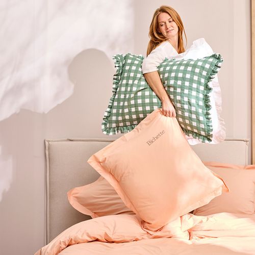 Taie Volant 63x63 Blanc En Coton