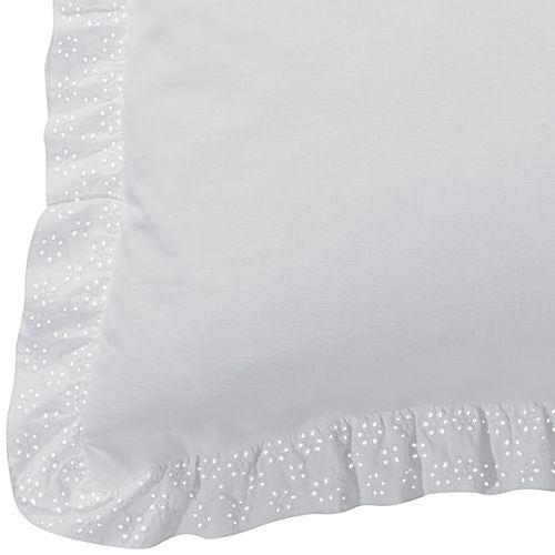 Taie Volant 63x63 Blanc En Coton