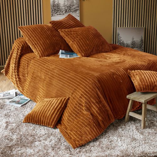 Jeté De Lit 180x250 Marron Caramel En Polyester