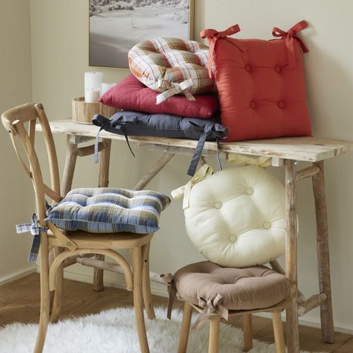 Lot De 2 Galette 40x40 Bleu Orage En Coton