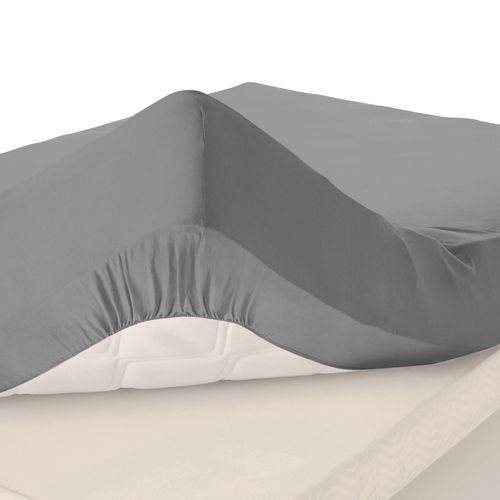 Drap-housse Grand Bonnet 160x200x40 Gris Galet En Coton