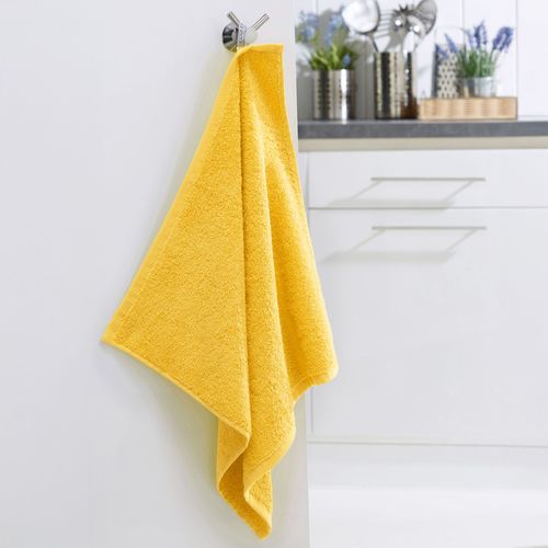 Lot De 2 Essuie-mains 50x50 Jaune Miel En Coton