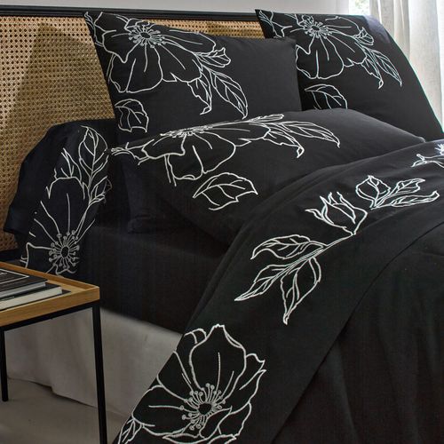 Drap-housse 160x200x28 Noir En Coton